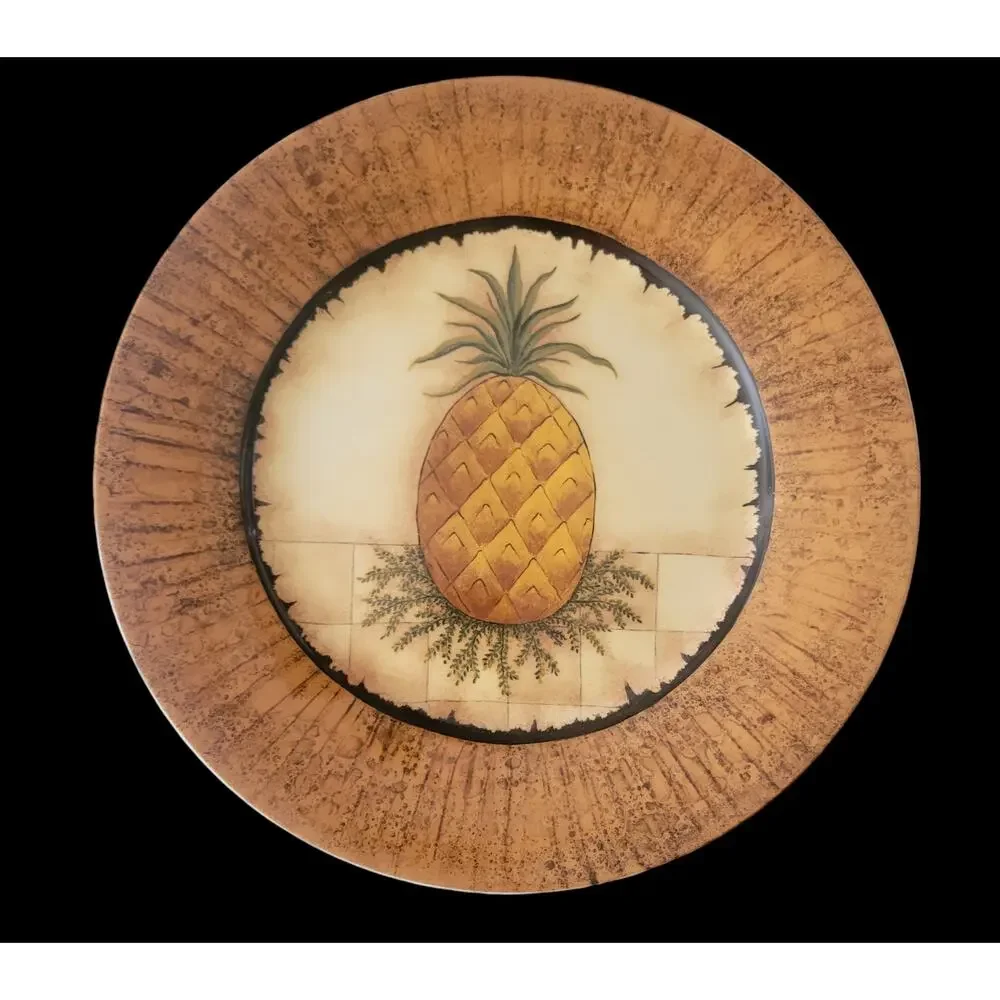 ESC Trading Company David Harden Hospitality‎ Pineapple Plates Set 2 Brown Gold
